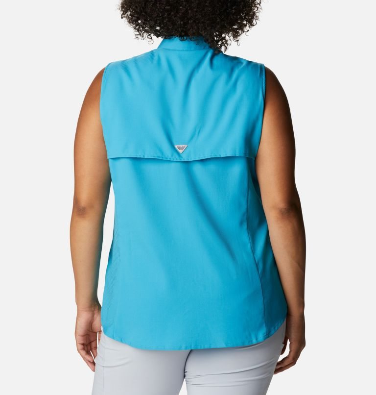 Women's Columbia PFG Tamiami Sleeveless Shirts Turquoise | Plus Size CA-E6835